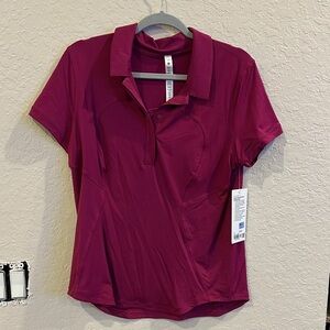 BNWT Lululemon Athletica - Deep Magenta quick drying short sleeve polo golf